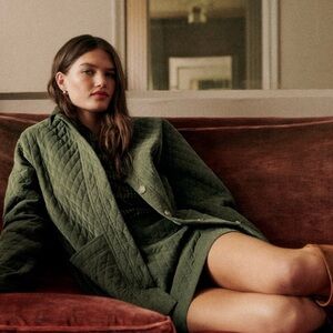 NWT Sezane Will Jacket Khaki Velvet - Size XL